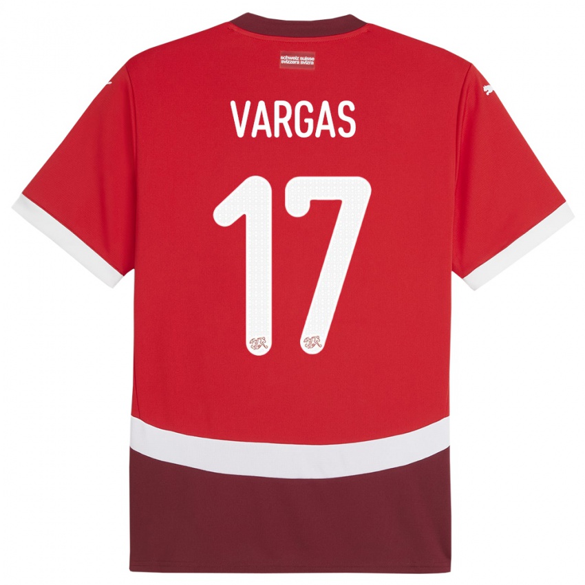 Mujer Camiseta Suiza Ruben Vargas #17 Rojo 1ª Equipación 24-26 La Camisa