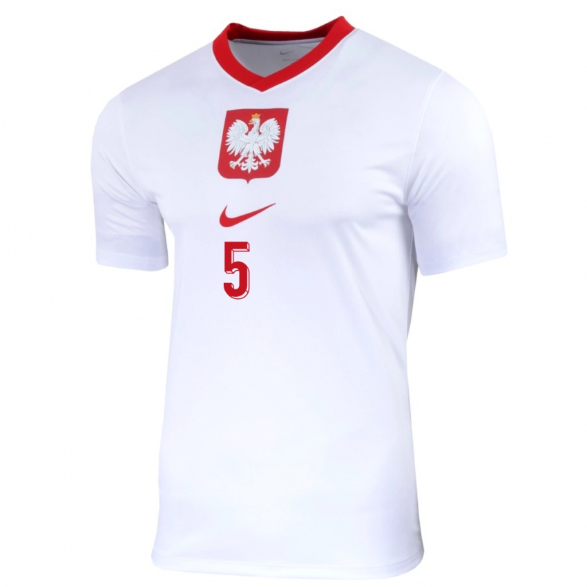 Mujer Camiseta Polonia Anna Redzia #5 Blanco 1ª Equipación 24-26 La Camisa