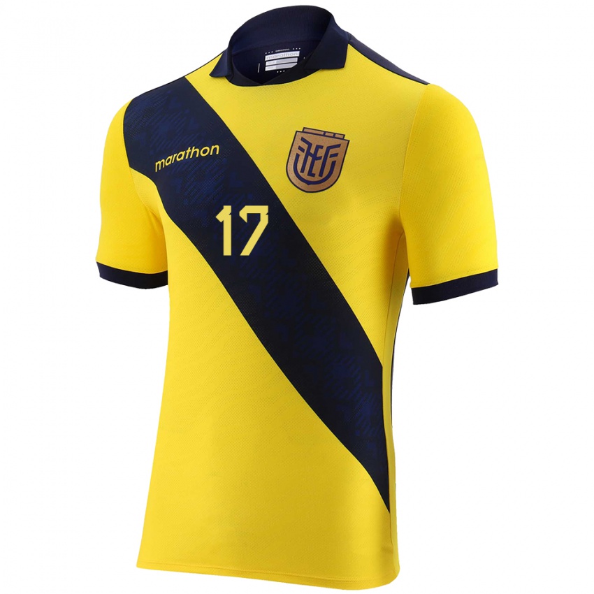 Mujer Camiseta Ecuador Angelo Preciado #17 Amarillo 1ª Equipación 24-26 La Camisa