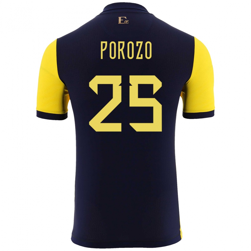 Mujer Camiseta Ecuador Jackson Porozo #25 Amarillo 1ª Equipación 24-26 La Camisa