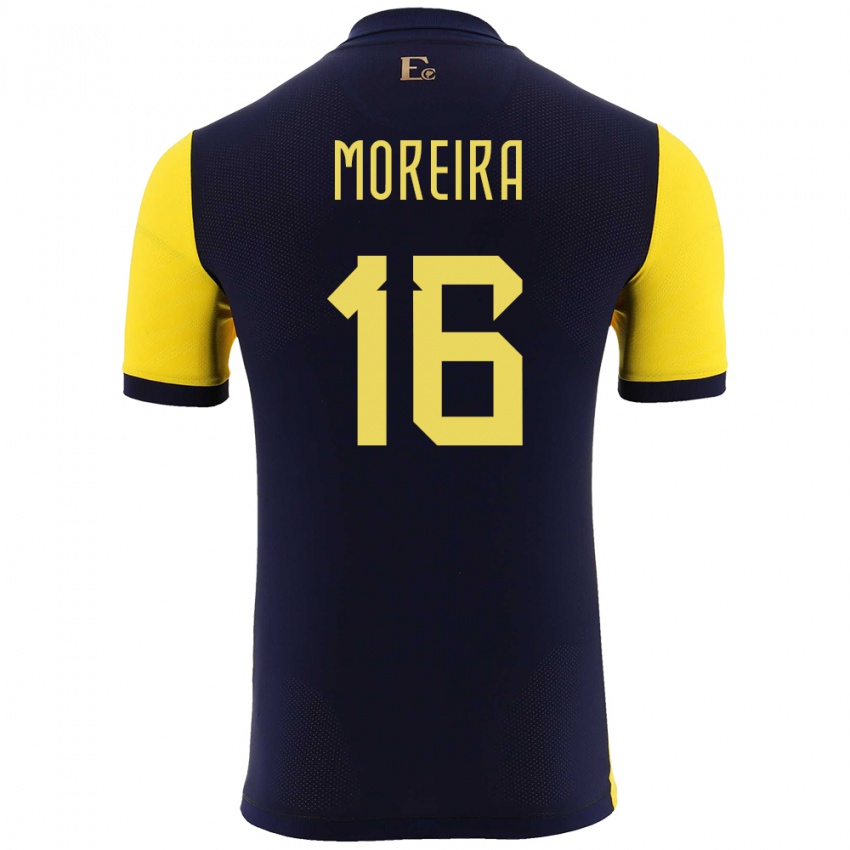 Mujer Camiseta Ecuador Ligia Moreira #16 Amarillo 1ª Equipación 24-26 La Camisa