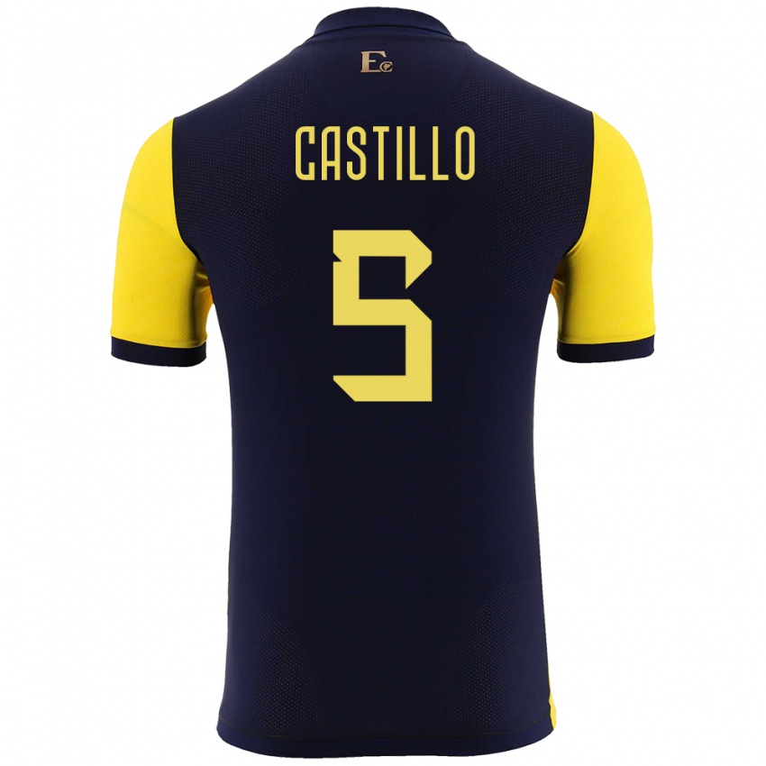 Mujer Camiseta Ecuador Denil Castillo #5 Amarillo 1ª Equipación 24-26 La Camisa