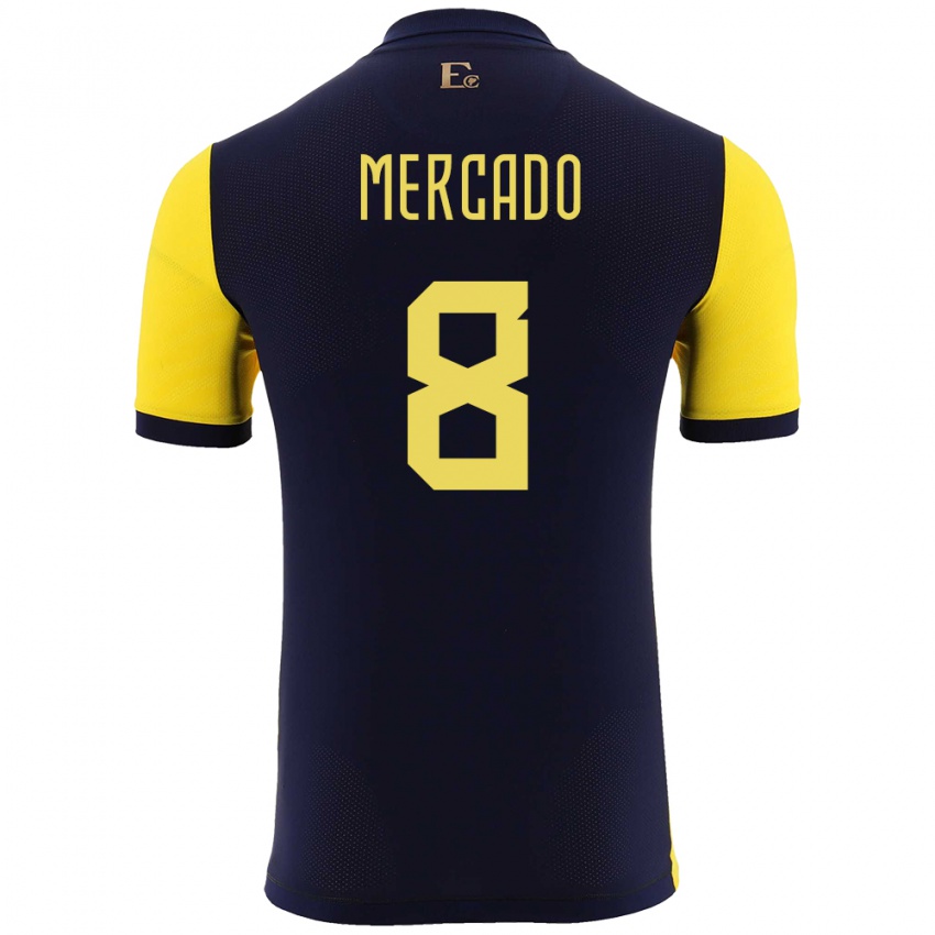 Mujer Camiseta Ecuador Patrik Mercado #8 Amarillo 1ª Equipación 24-26 La Camisa