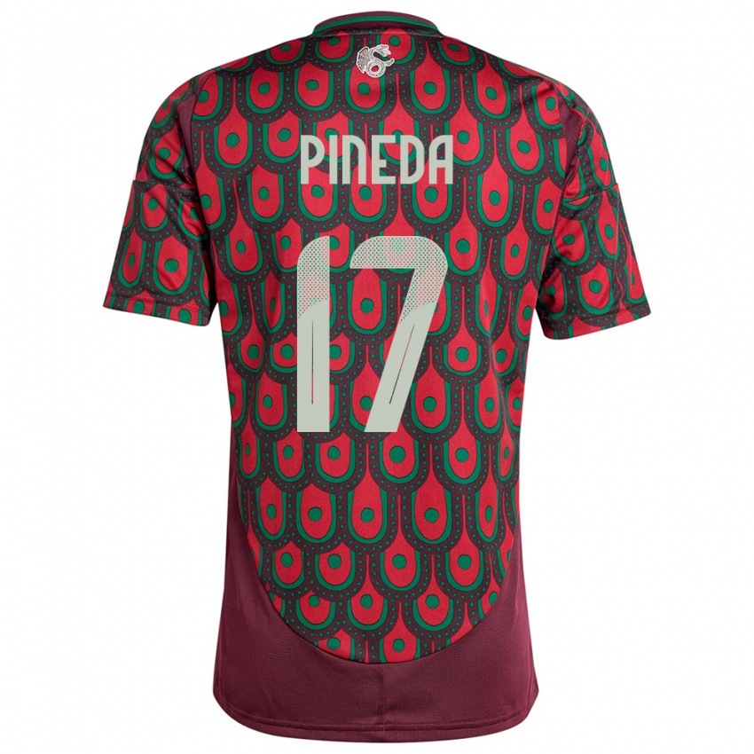 Mujer Camiseta México Orbelin Pineda #17 Granate 1ª Equipación 24-26 La Camisa