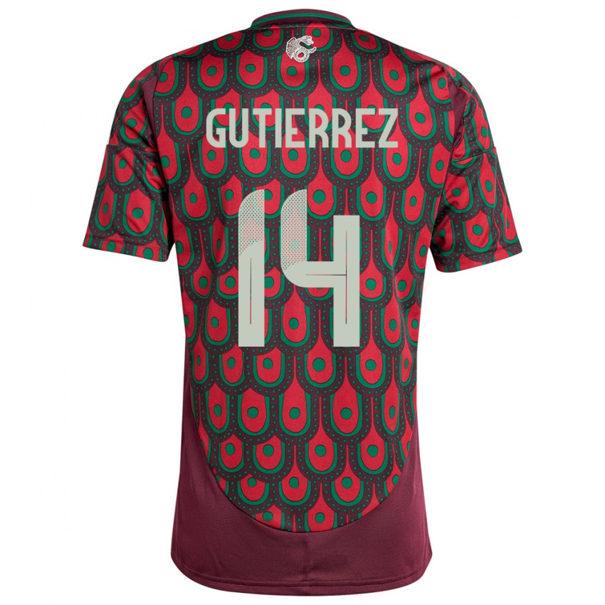 Mujer Camiseta México Erick Gutierrez #14 Granate 1ª Equipación 24-26 La Camisa