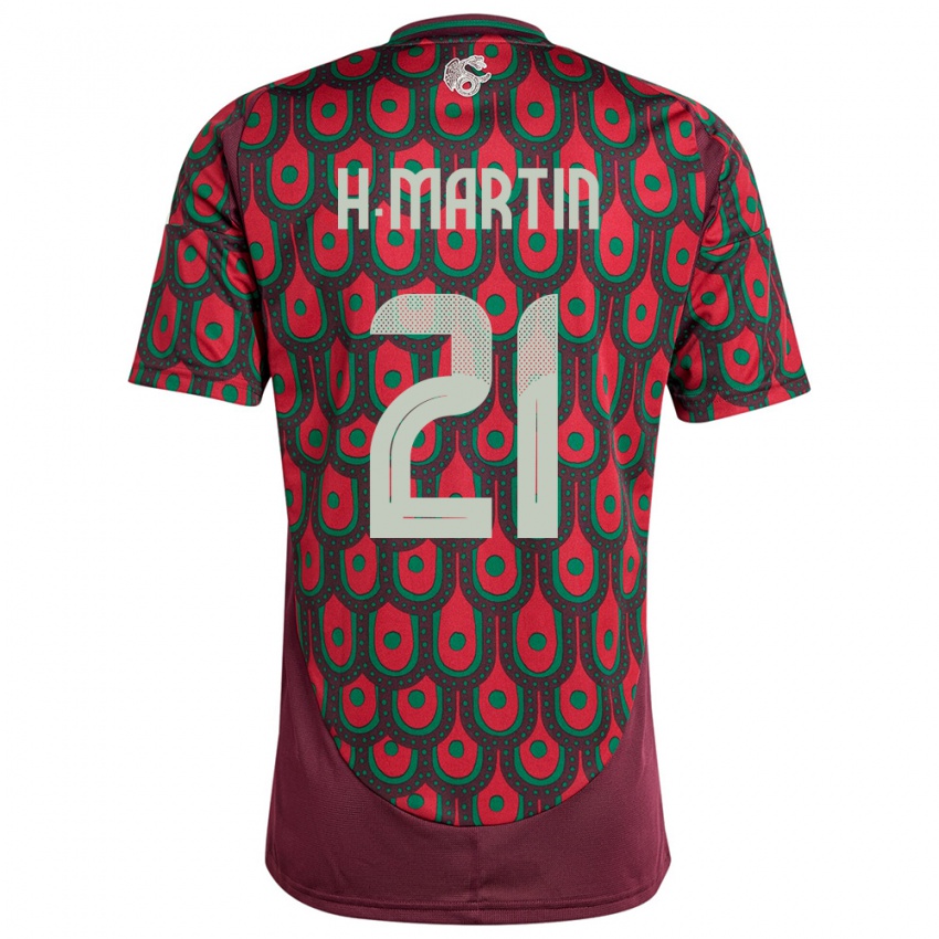 Mujer Camiseta México Henry Martin #21 Granate 1ª Equipación 24-26 La Camisa