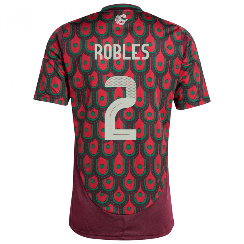 Mujer Camiseta México Kenti Robles #2 Granate 1ª Equipación 24-26 La Camisa