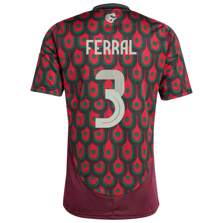 Mujer Camiseta México Cristina Ferral #3 Granate 1ª Equipación 24-26 La Camisa