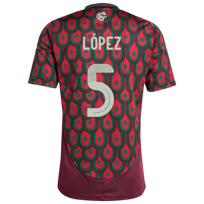 Mujer Camiseta México Jimena Lopez #5 Granate 1ª Equipación 24-26 La Camisa