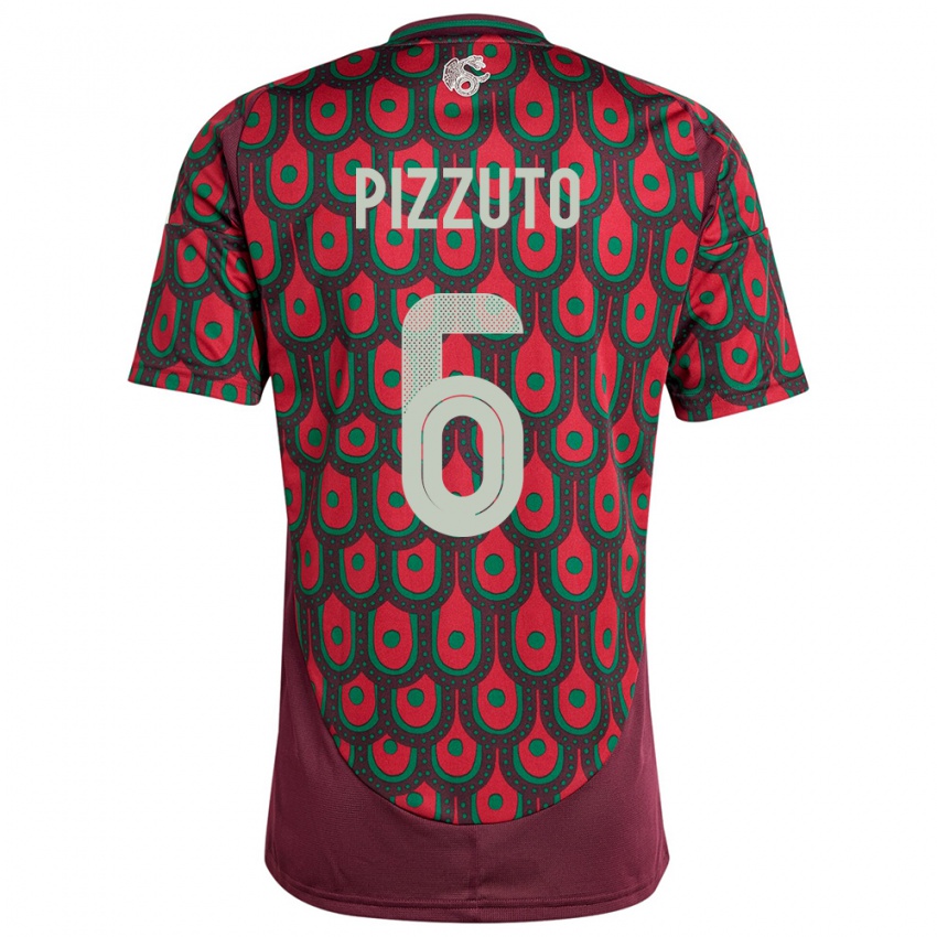 Mujer Camiseta México Eugenio Pizzuto #6 Granate 1ª Equipación 24-26 La Camisa