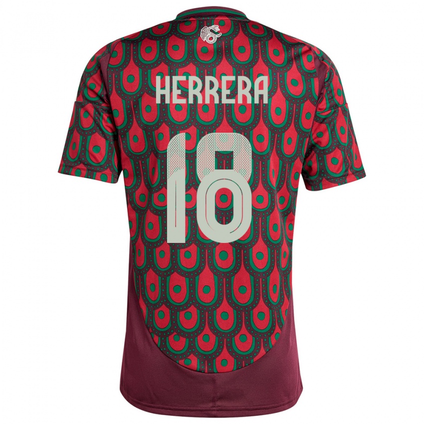 Mujer Camiseta México Ozziel Herrera #18 Granate 1ª Equipación 24-26 La Camisa