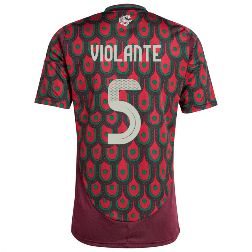 Mujer Camiseta México Isaias Violante #5 Granate 1ª Equipación 24-26 La Camisa