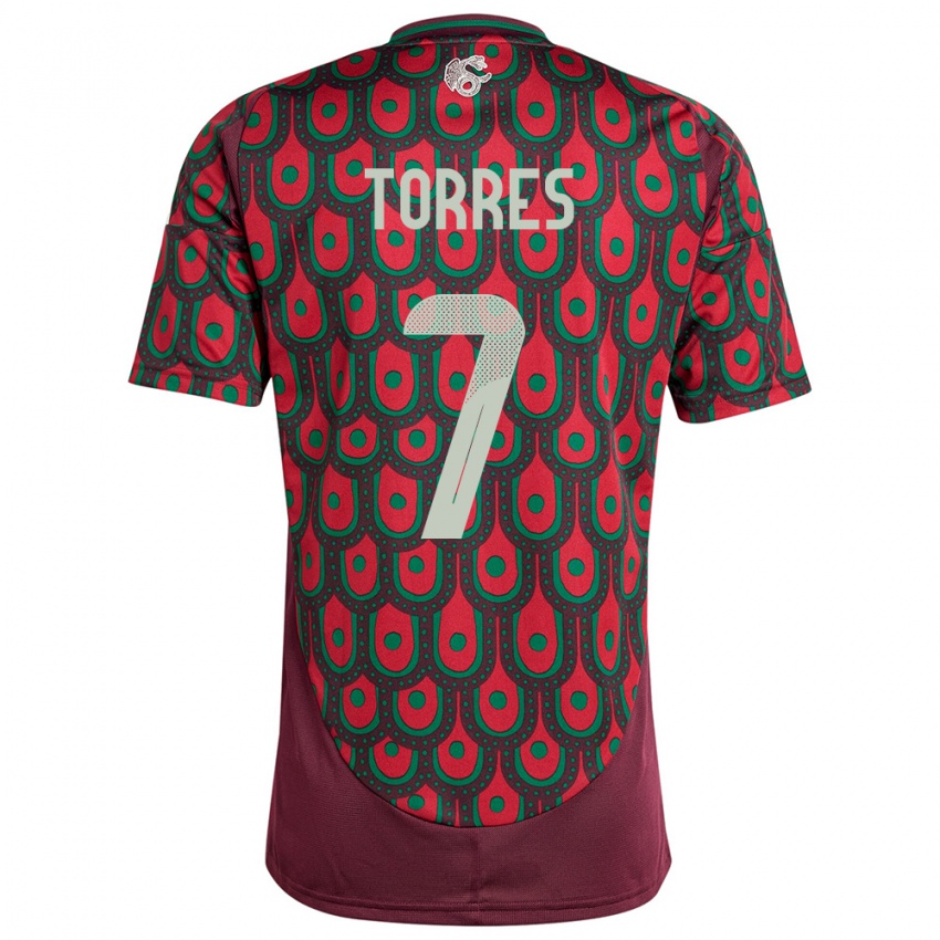 Mujer Camiseta México Christian Torres #7 Granate 1ª Equipación 24-26 La Camisa