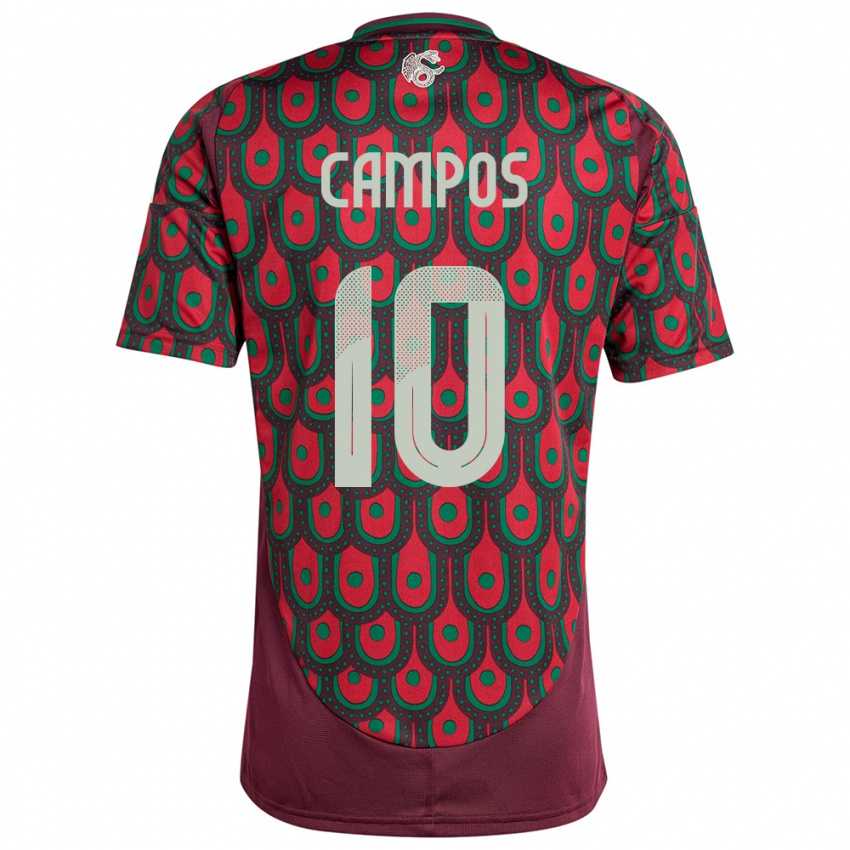 Mujer Camiseta México Karel Campos #10 Granate 1ª Equipación 24-26 La Camisa