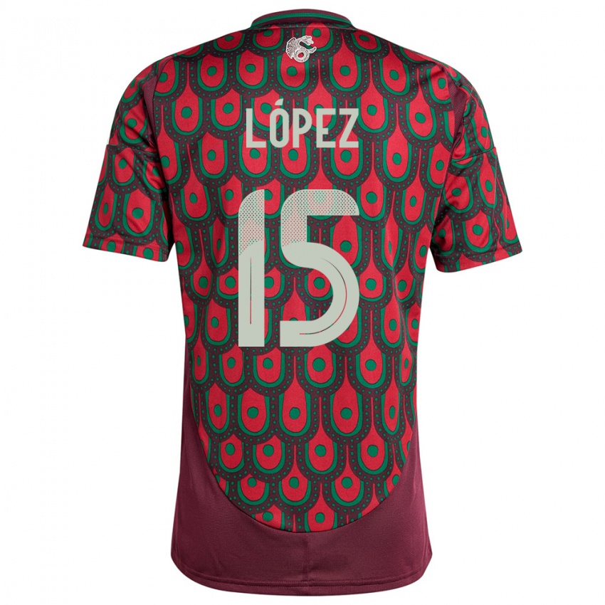 Mujer Camiseta México Everardo Lopez #15 Granate 1ª Equipación 24-26 La Camisa