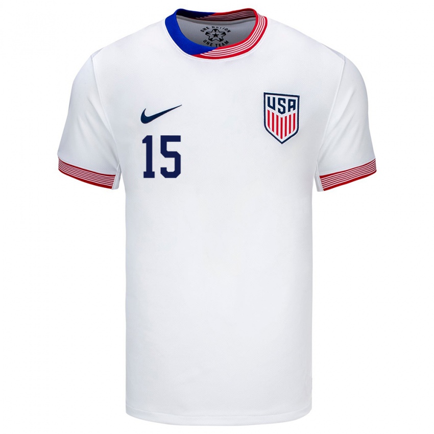 Mujer Camiseta Estados Unidos Johnny #15 Blanco 1ª Equipación 24-26 La Camisa