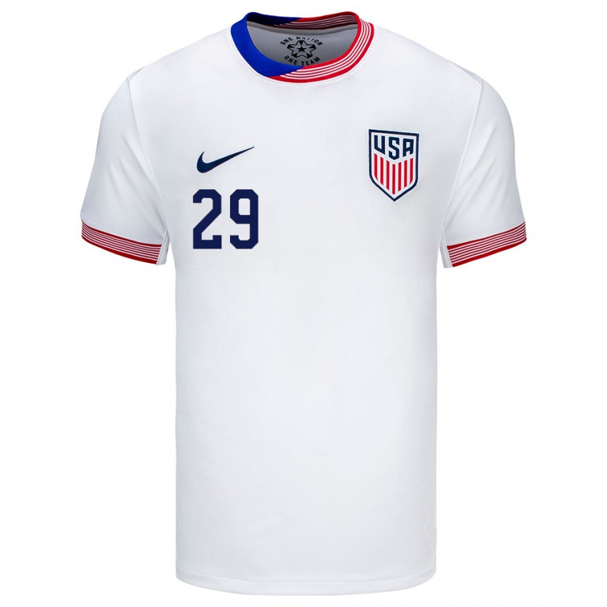 Mujer Camiseta Estados Unidos Joseph Scally #29 Blanco 1ª Equipación 24-26 La Camisa
