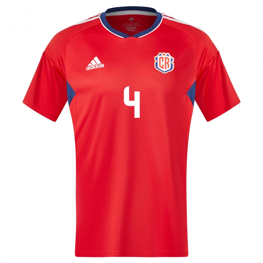 Mujer Camiseta Costa Rica Brandon Calderon #4 Rojo 1ª Equipación 24-26 La Camisa