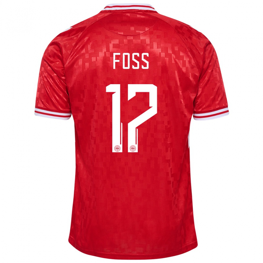 Mujer Camiseta Dinamarca Jonathan Foss #17 Rojo 1ª Equipación 24-26 La Camisa