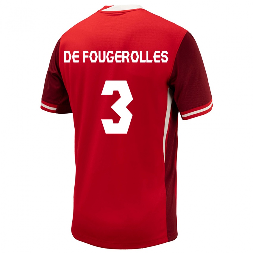 Mujer Camiseta Canadá Luc De Fougerolles #3 Rojo 1ª Equipación 24-26 La Camisa