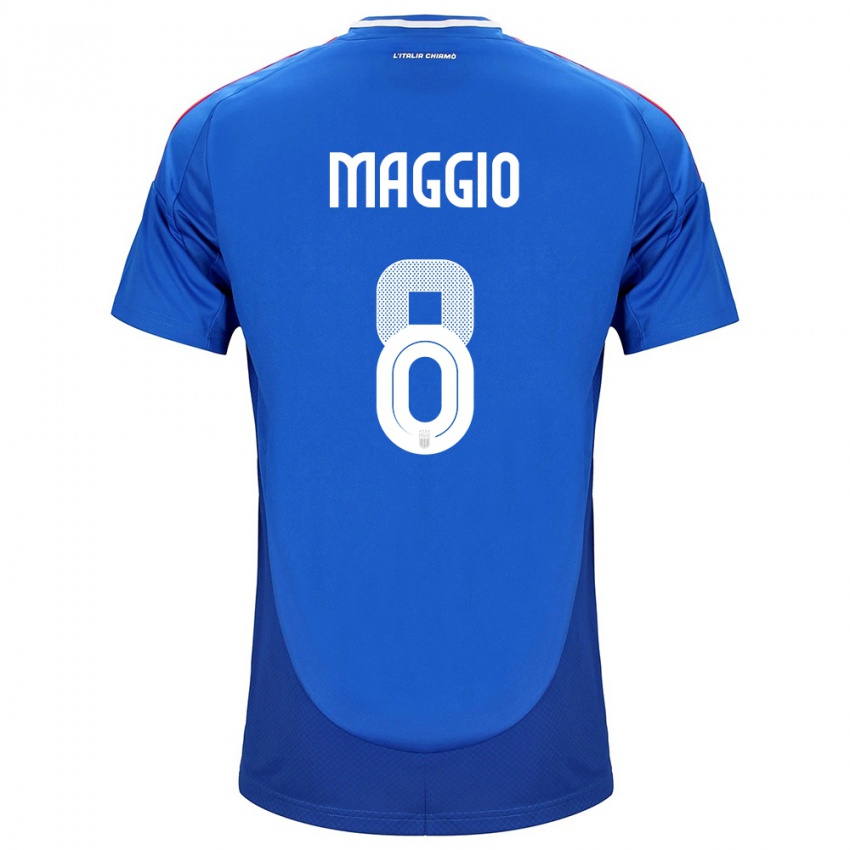 Mujer Camiseta Italia Luca Di Maggio #8 Azul 1ª Equipación 24-26 La Camisa