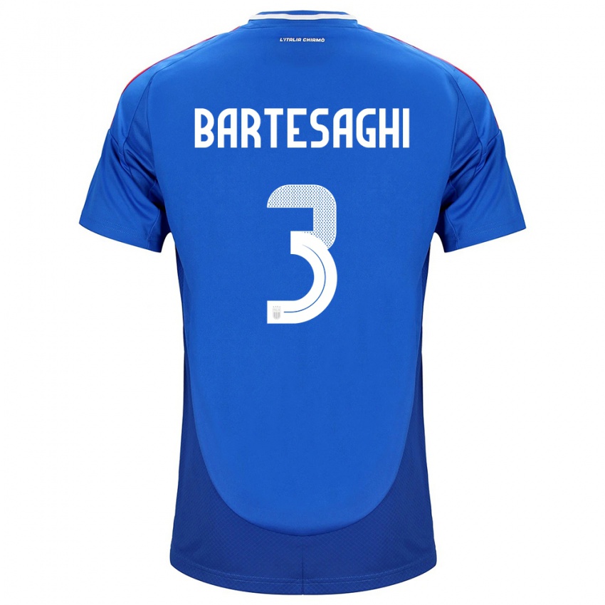 Mujer Camiseta Italia Davide Bartesaghi #3 Azul 1ª Equipación 24-26 La Camisa