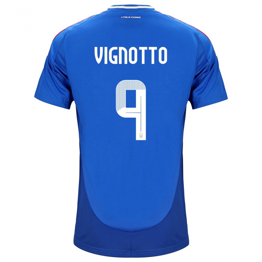 Mujer Camiseta Italia Elisabetta Vignotto #9 Azul 1ª Equipación 24-26 La Camisa