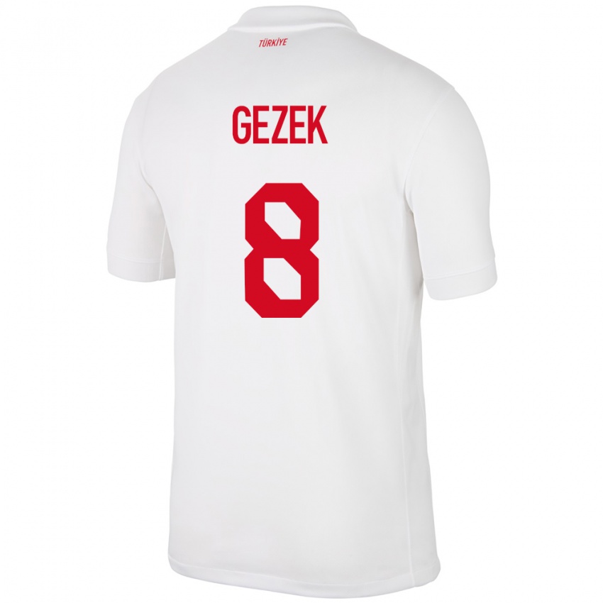 Mujer Camiseta Turquía Baran Gezek #8 Blanco 1ª Equipación 24-26 La Camisa