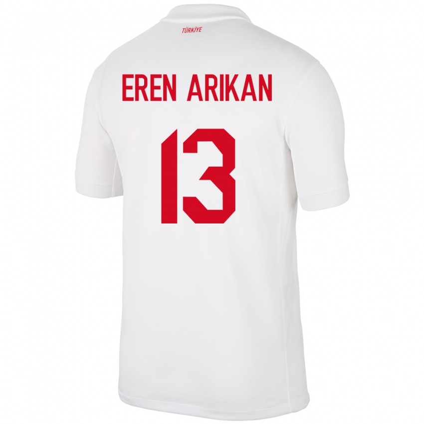 Mujer Camiseta Turquía Muhammed Eren Arıkan #13 Blanco 1ª Equipación 24-26 La Camisa