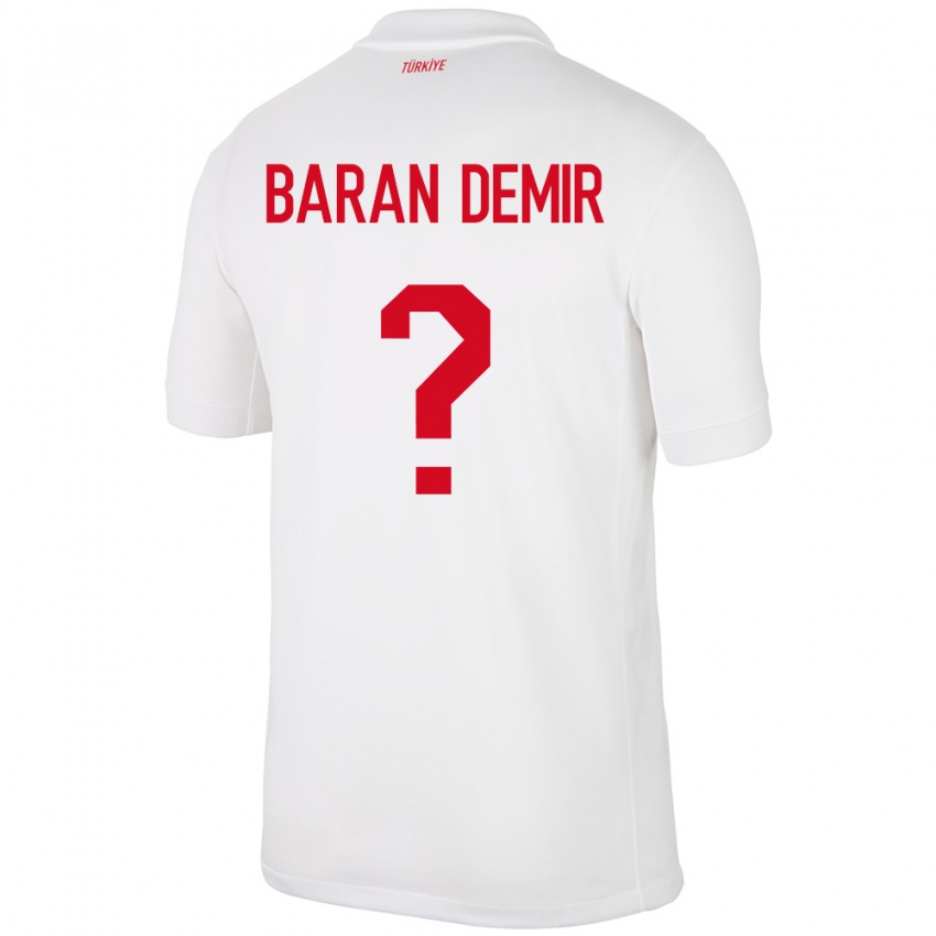 Mujer Camiseta Turquía Tuna Baran Demir #0 Blanco 1ª Equipación 24-26 La Camisa