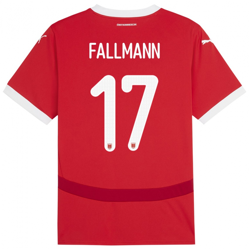 Mujer Camiseta Austria Pascal Fallmann #17 Rojo 1ª Equipación 24-26 La Camisa