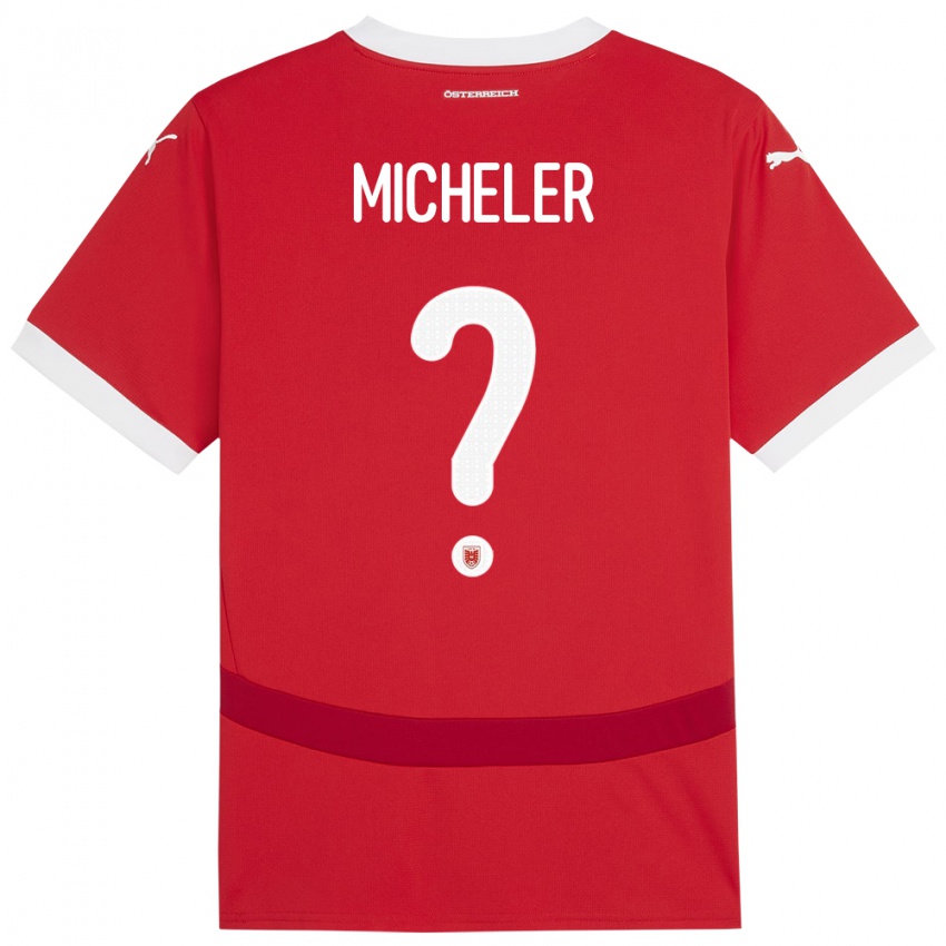 Mujer Camiseta Austria Florian Micheler #0 Rojo 1ª Equipación 24-26 La Camisa