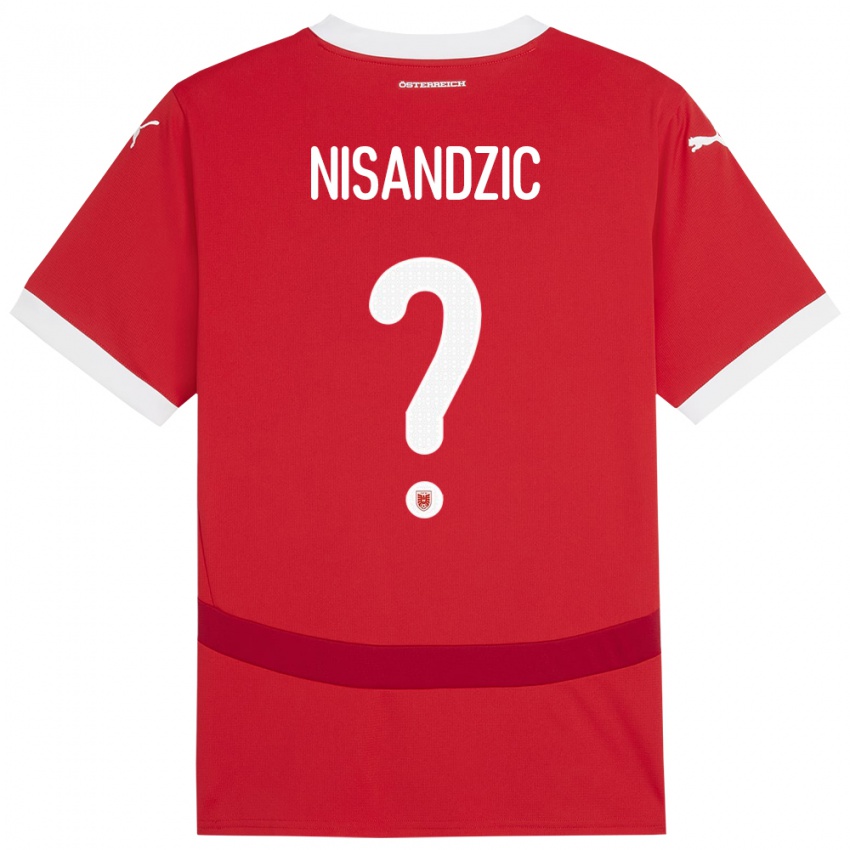 Mujer Camiseta Austria Dominik Nisandzic #0 Rojo 1ª Equipación 24-26 La Camisa