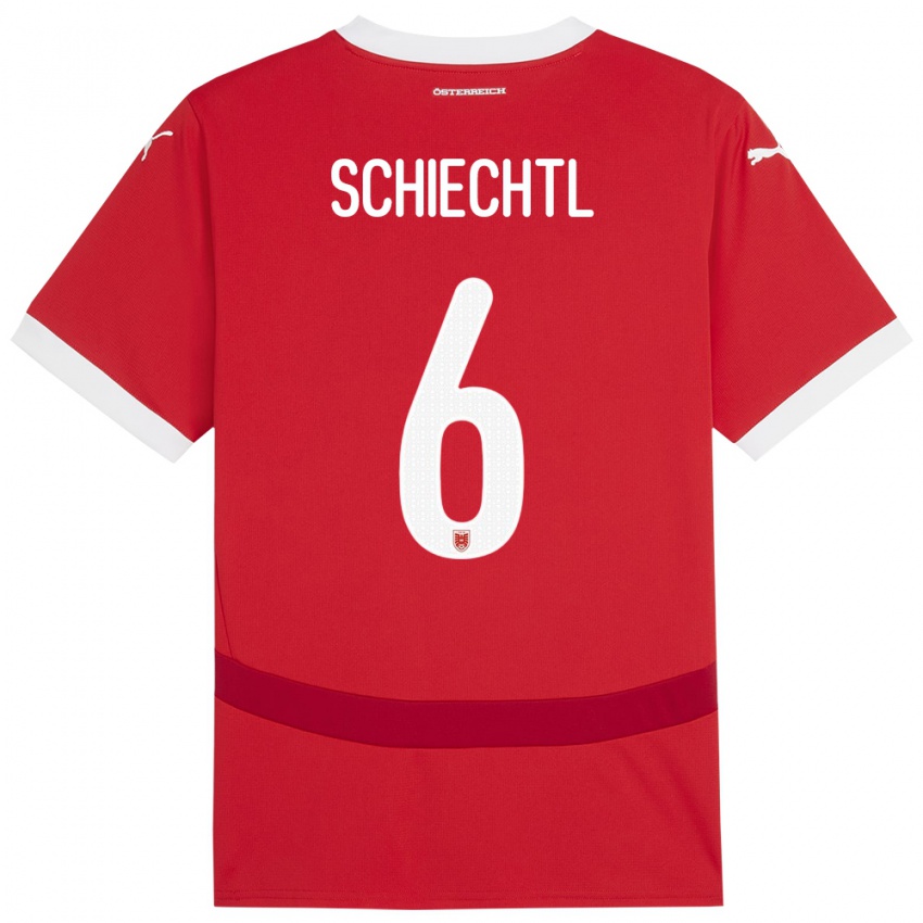 Mujer Camiseta Austria Katharina Schiechtl #6 Rojo 1ª Equipación 24-26 La Camisa