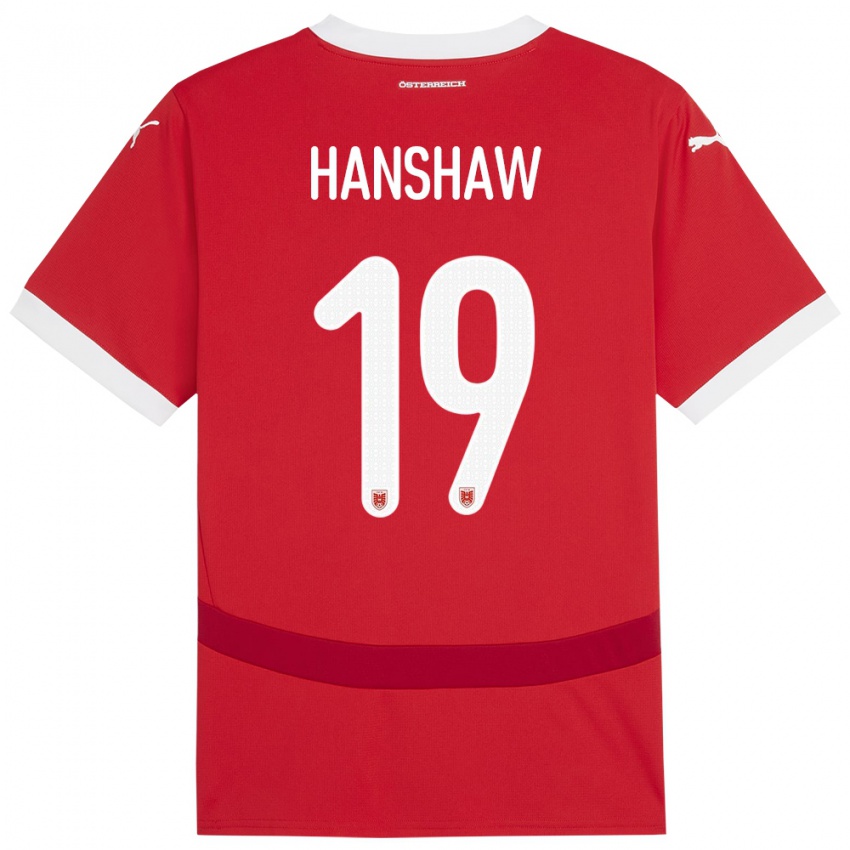 Mujer Camiseta Austria Verena Hanshaw #19 Rojo 1ª Equipación 24-26 La Camisa