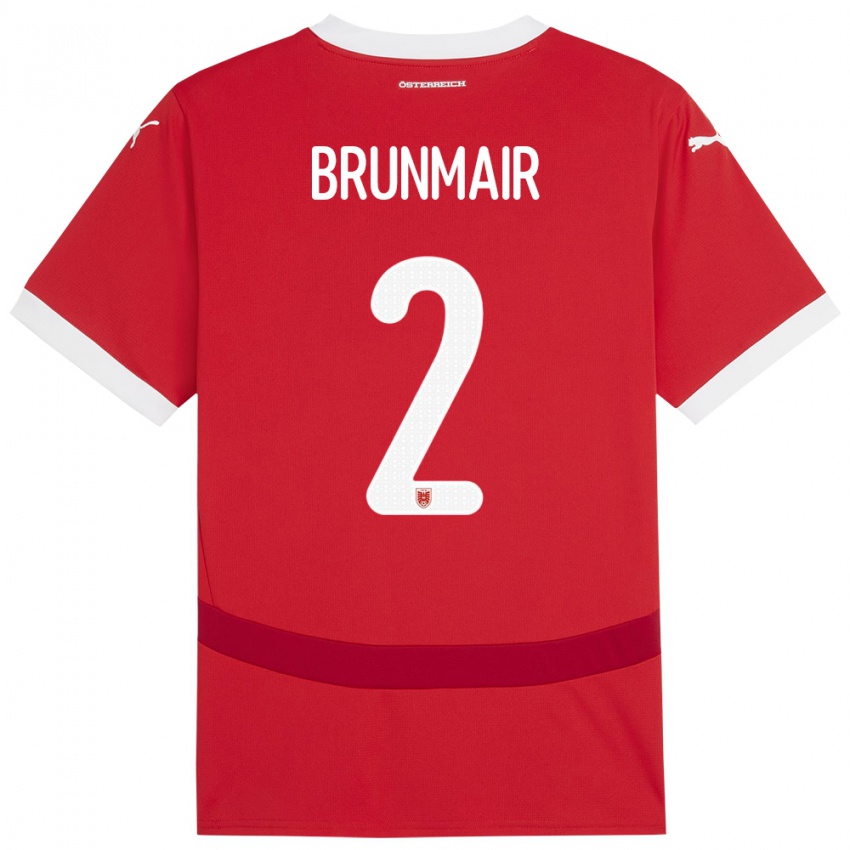 Mujer Camiseta Austria Livia Brunmair #2 Rojo 1ª Equipación 24-26 La Camisa