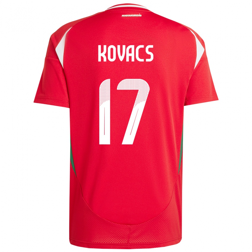 Mujer Camiseta Hungría Mátyás Kovács #17 Rojo 1ª Equipación 24-26 La Camisa