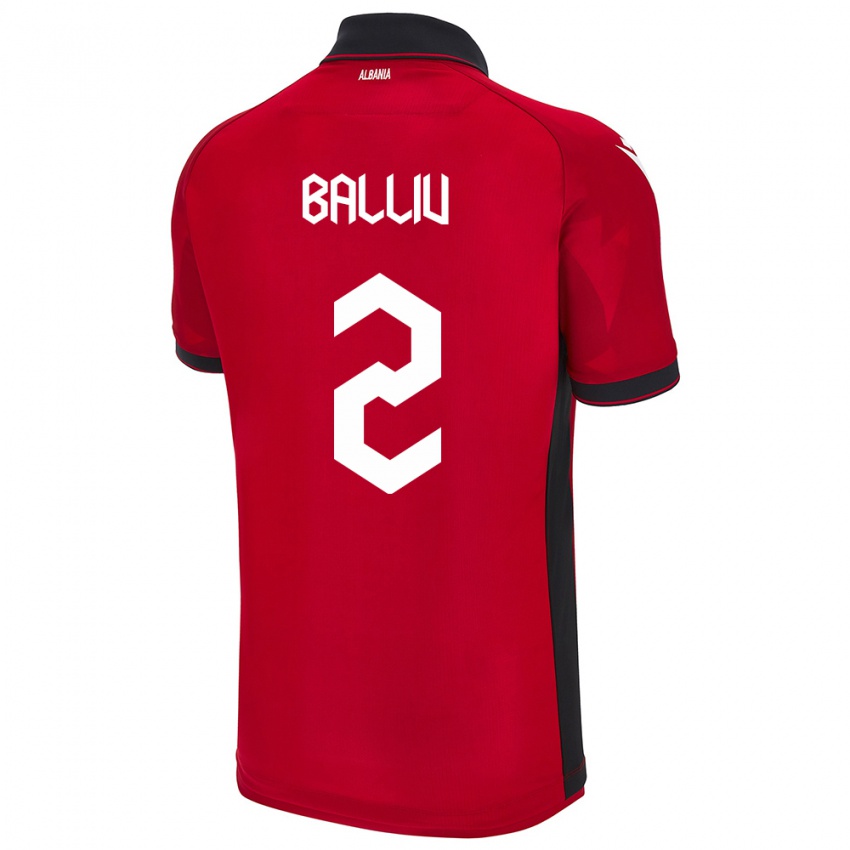 Mujer Camiseta Albania Iván Balliu #2 Rojo 1ª Equipación 24-26 La Camisa