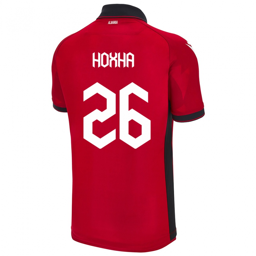 Mujer Camiseta Albania Arbër Hoxha #26 Rojo 1ª Equipación 24-26 La Camisa