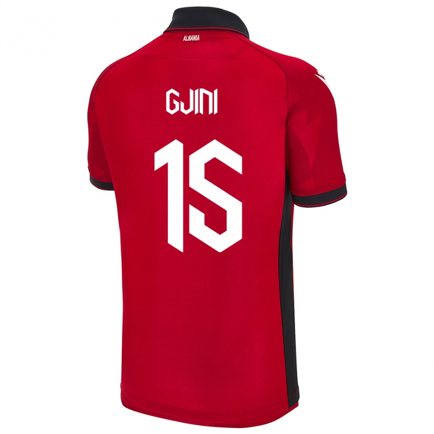 Mujer Camiseta Albania Elmando Gjini #15 Rojo 1ª Equipación 24-26 La Camisa