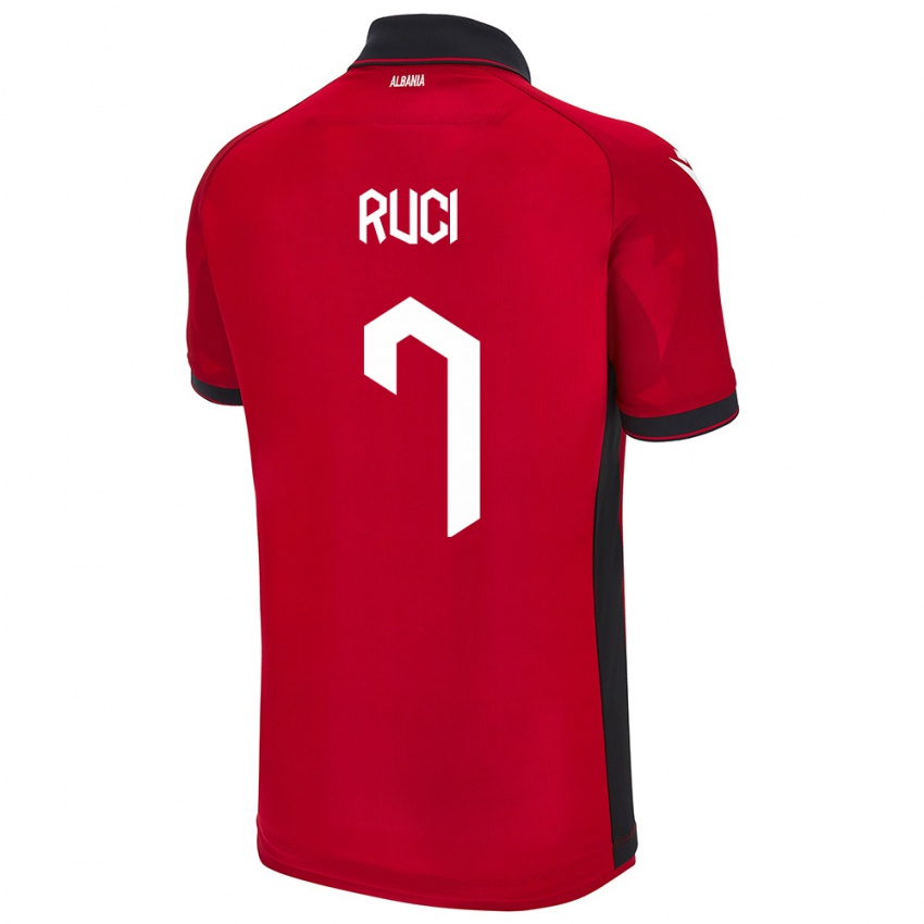 Mujer Camiseta Albania Flamur Ruci #7 Rojo 1ª Equipación 24-26 La Camisa