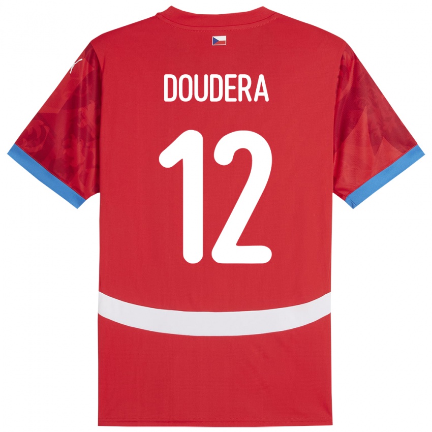 Mujer Camiseta Chequia David Doudera #12 Rojo 1ª Equipación 24-26 La Camisa