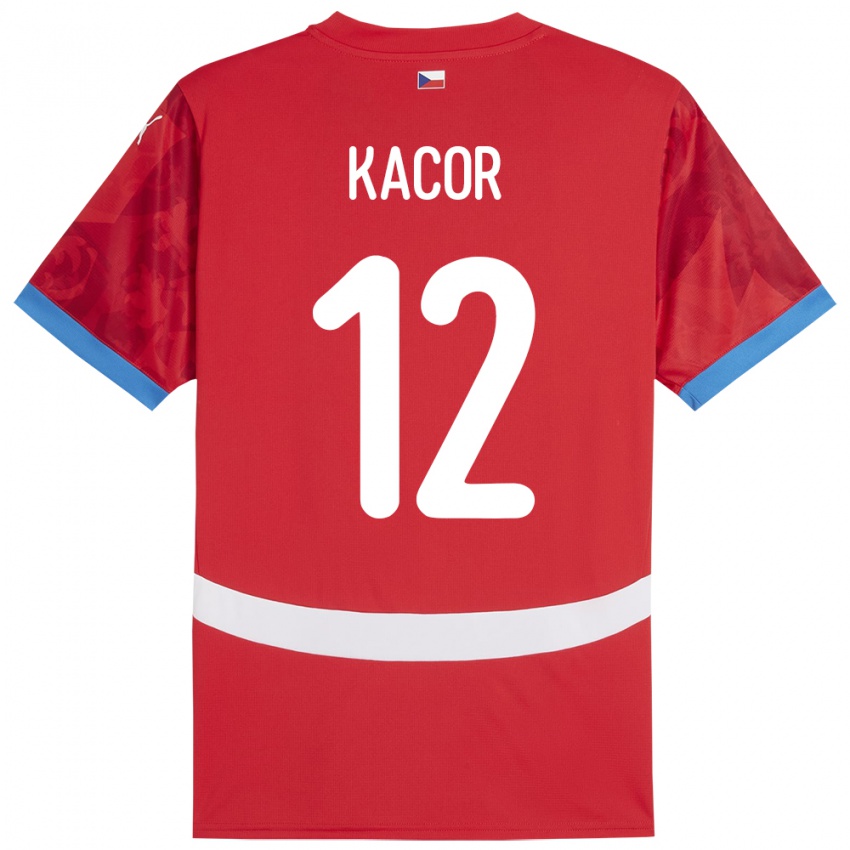 Mujer Camiseta Chequia Pavel Kacor #12 Rojo 1ª Equipación 24-26 La Camisa