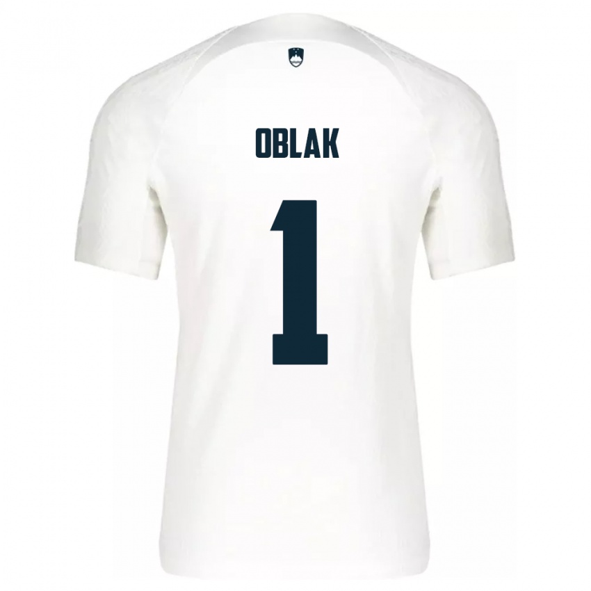 Mujer Camiseta Eslovenia Jan Oblak #1 Blanco 1ª Equipación 24-26 La Camisa