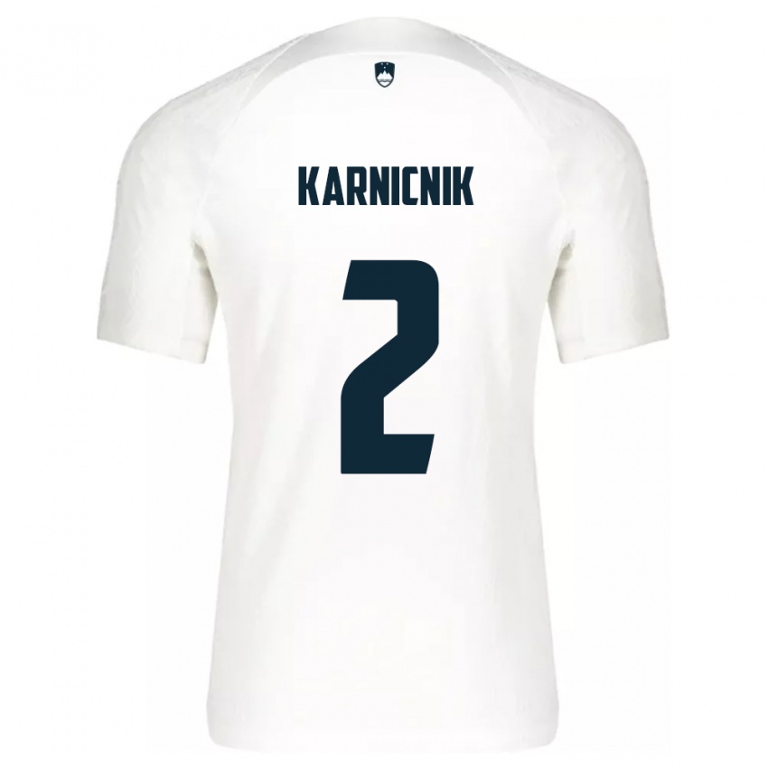 Mujer Camiseta Eslovenia Zan Karnicnik #2 Blanco 1ª Equipación 24-26 La Camisa