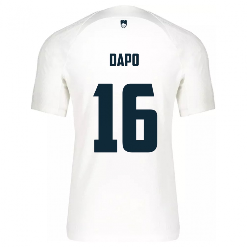 Mujer Camiseta Eslovenia Jan Dapo #16 Blanco 1ª Equipación 24-26 La Camisa