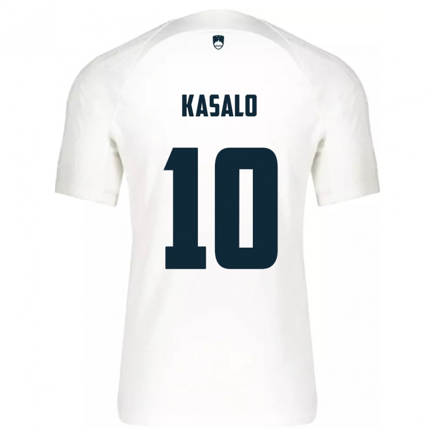 Mujer Camiseta Eslovenia Niko Kasalo #10 Blanco 1ª Equipación 24-26 La Camisa