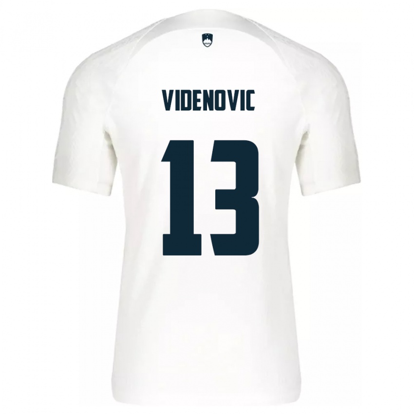 Mujer Camiseta Eslovenia Denis Videnovic #13 Blanco 1ª Equipación 24-26 La Camisa