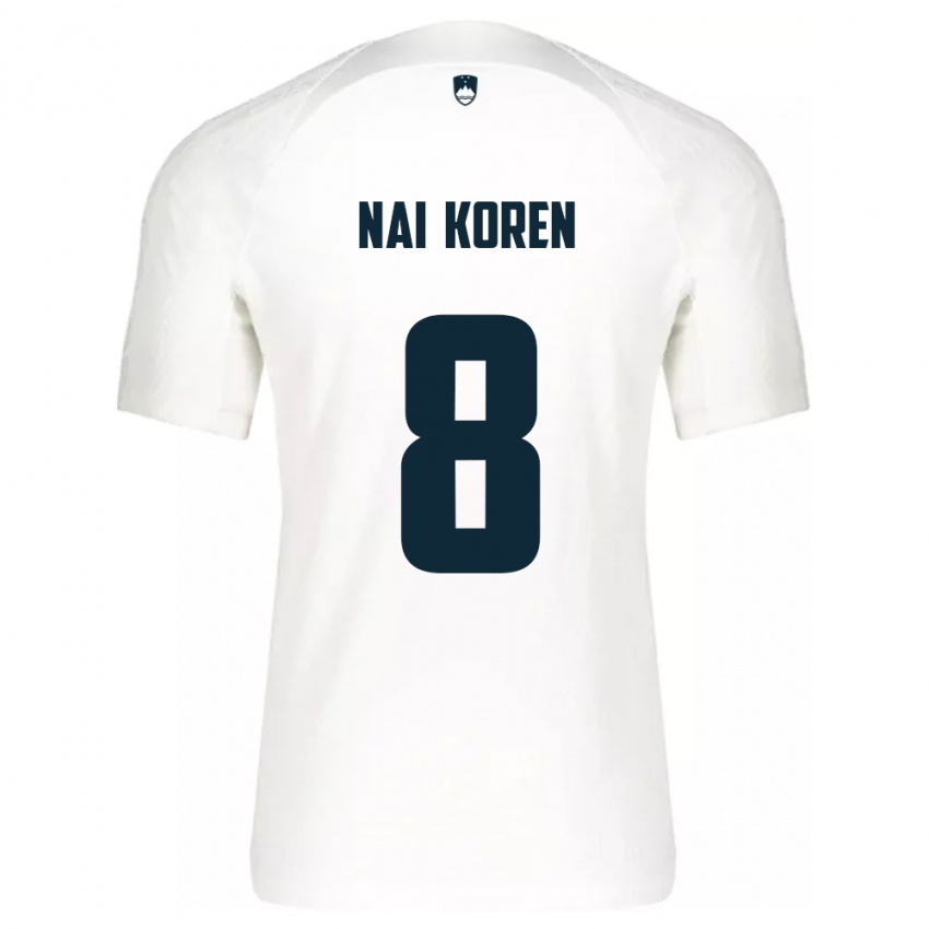 Mujer Camiseta Eslovenia Tian Nai Koren #8 Blanco 1ª Equipación 24-26 La Camisa