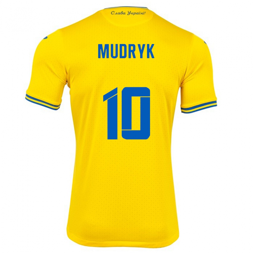 Mujer Camiseta Ucrania Mykhaylo Mudryk #10 Amarillo 1ª Equipación 24-26 La Camisa